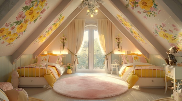 Free photo soft pastel hues room for kids