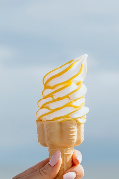 Free Photo soft serve ice cream in the summer time