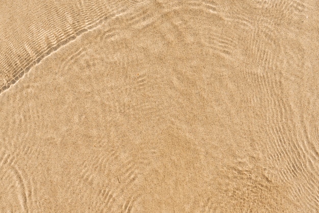 Soft Wave Of Blue Ocean On Sandy Beach. Background. Selective focus.