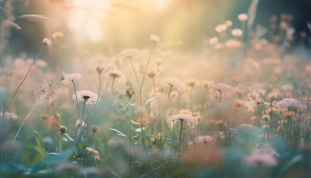 Soft yellow daisy blossom in tranquil meadow generated by AI