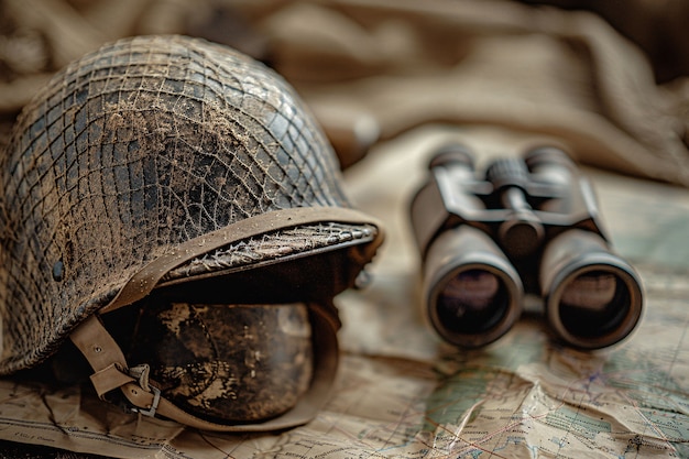 Free Photo soldier helmet still life