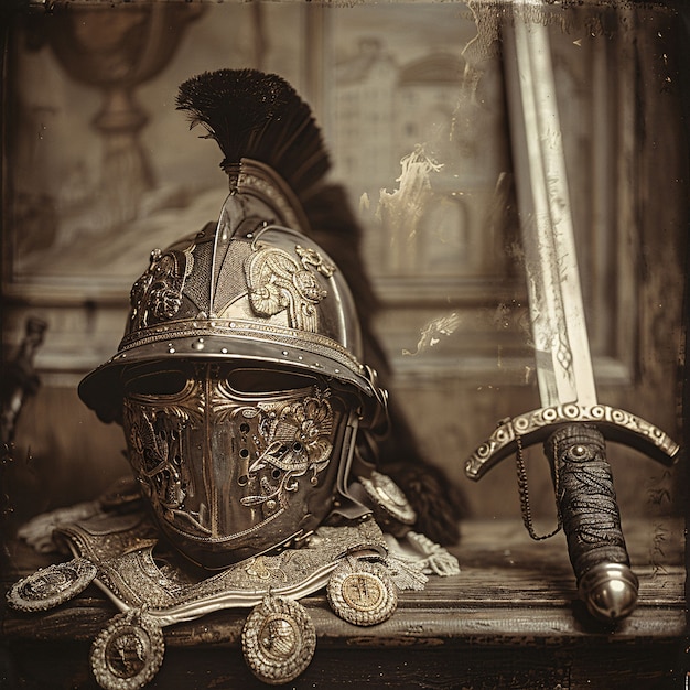 Free Photo soldier helmet still life