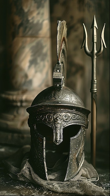 Free Photo soldier helmet still life