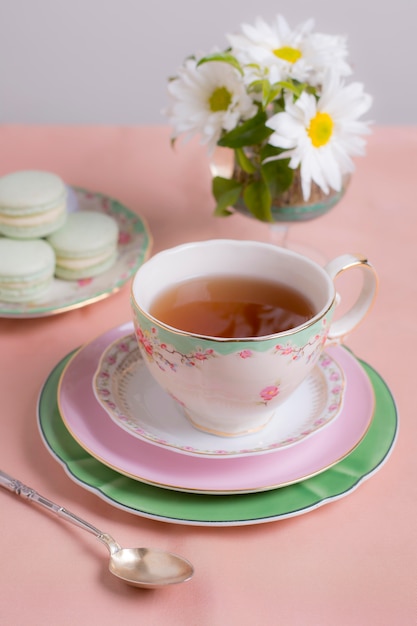 Sophisticated arrangement of tea party elements