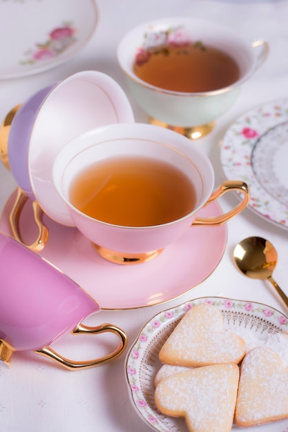 Free photo sophisticated arrangement of tea party elements