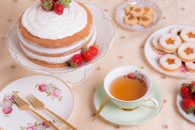 Sophisticated composition of tea party elements