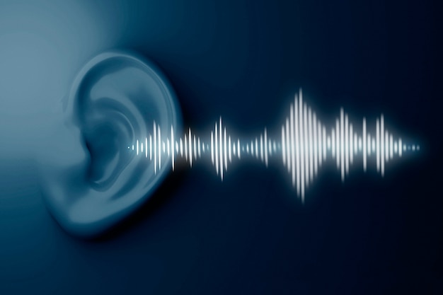 Free Photo soundwaves coming out from a human ear