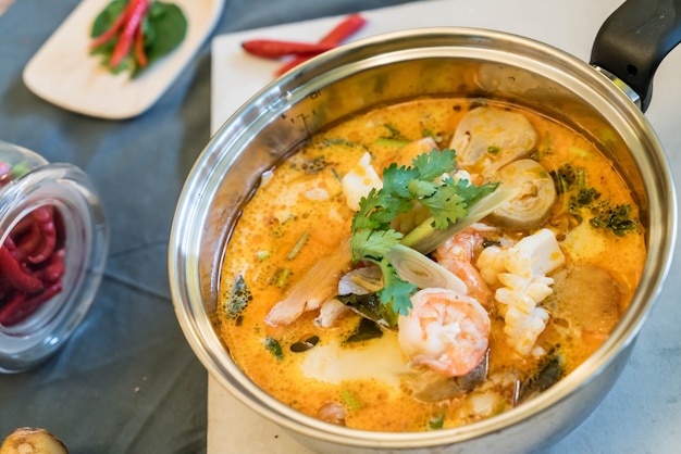 Free photo sour seafood soup or tom yum seafood