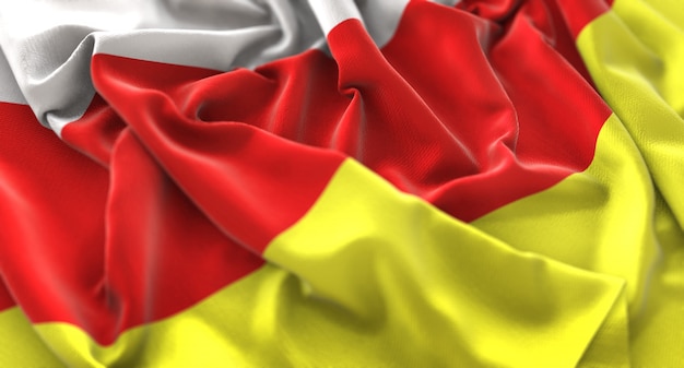 South Ossetia Flag Ruffled Beautifully Waving Macro Close-Up Shot