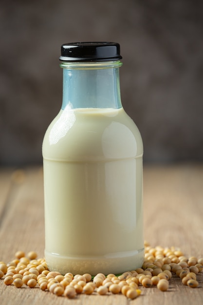 Soy Milk, Soy Food and Beverage Products Food nutrition concept.