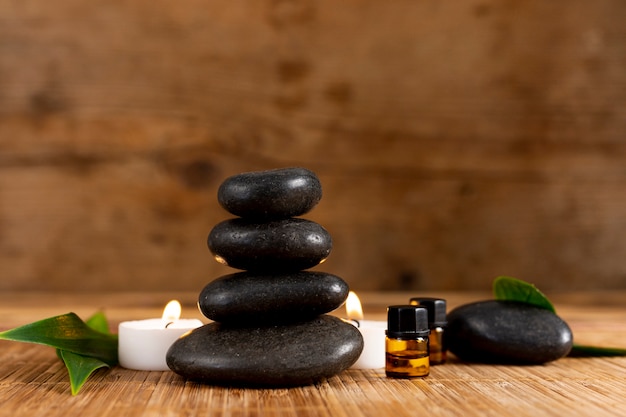 Spa arrangement with stones and candle