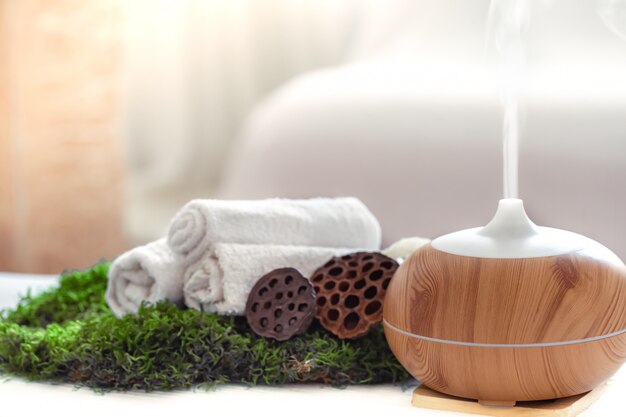 Spa composition with the aroma of a modern oil diffuser with body care products