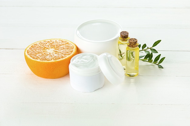 Spa concept with salt, mint, lotion, towel