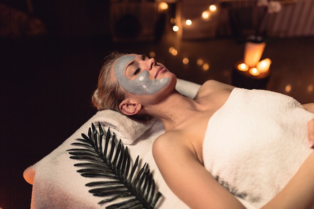 Free Photo spa concept with woman with creme in face