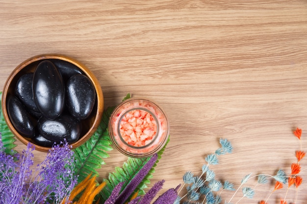 Spa decoration on wood background