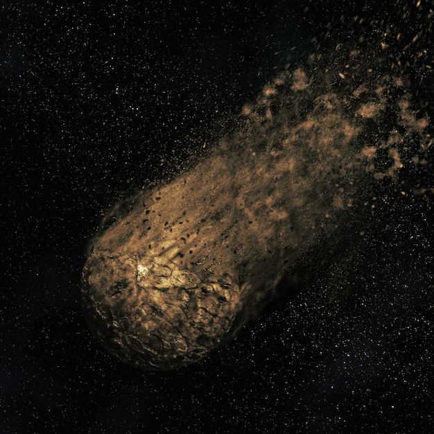 Space scene with an asteroid