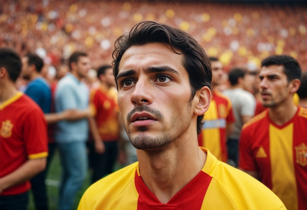 Free photo spain fan watching the euro cup finale