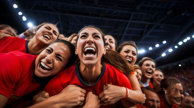 Spanish team celebrating after winning the final