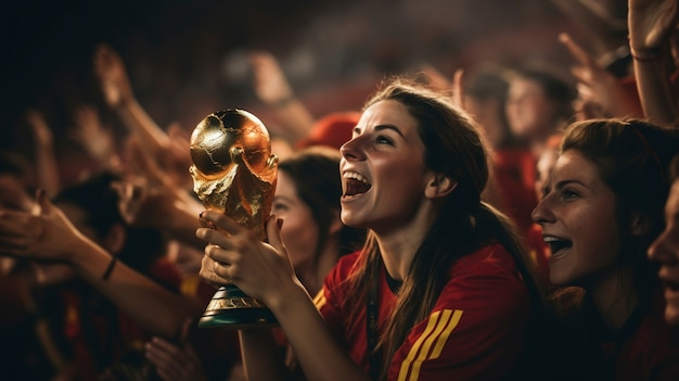 Free photo spanish team celebrating their victory