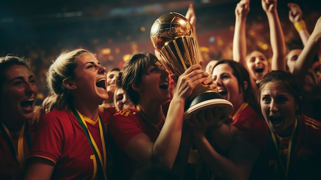 Spanish team with the world cup trophy