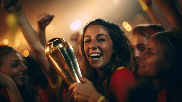 Spanish team with the world cup trophy