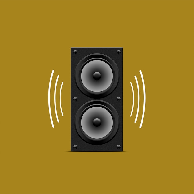 Free Photo speakers with high volume and yellow background