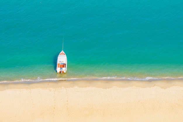 Speed boat on beautiful tropical sea ocean nearly beach