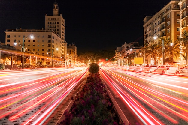 Free Photo speed neon lights in the city