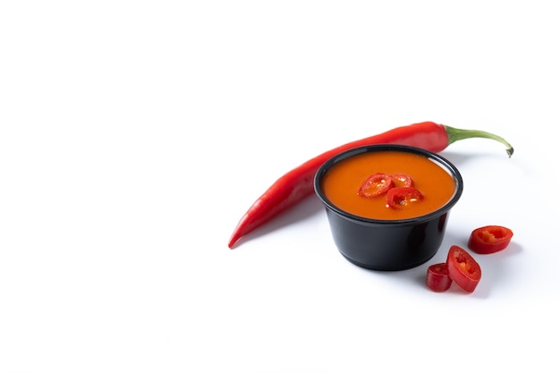 Free Photo spicy chili sauce in a bowl isolated on white background