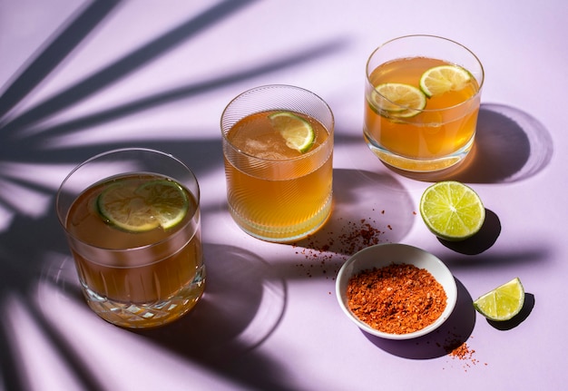 Spicy michelada beverage assortment