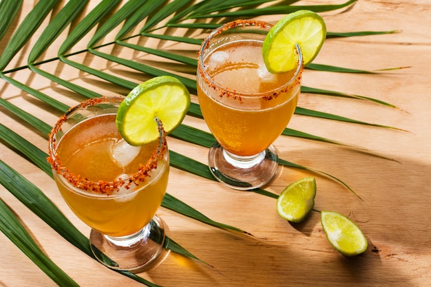 Spicy michelada drink assortment