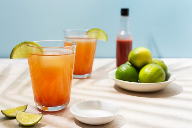 Spicy michelada drink assortment