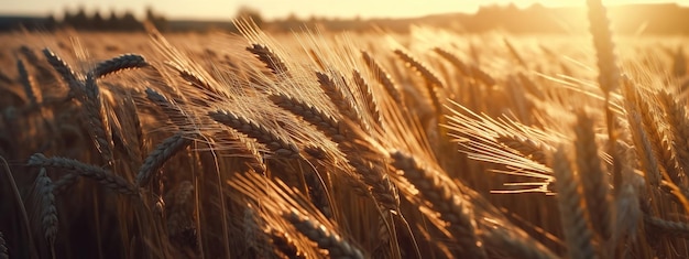 Free Photo spikes of ripe wheat on a farmers field ai generated image