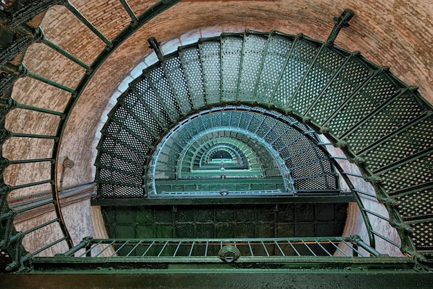 Spiral staircase inside the Currituck Beach Lighthouse in Corolla USA