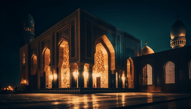 Free photo spirituality illuminated in majestic ancient islamic architecture generated by ai