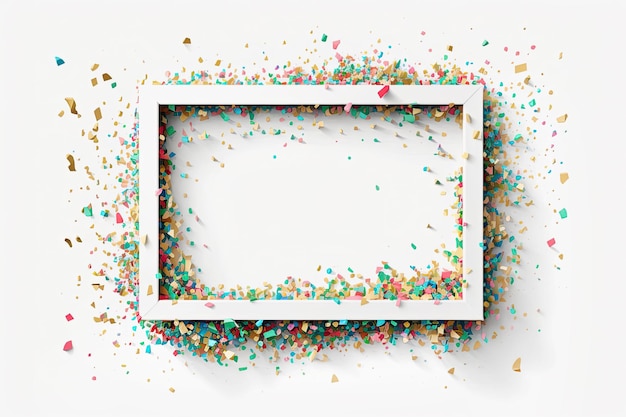 Free Photo splashing colorful confetti on frame on white background ai generative