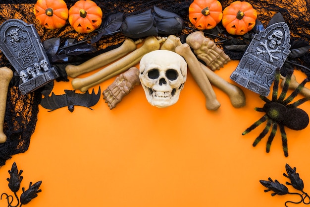 Free photo spooky halloween background with skull