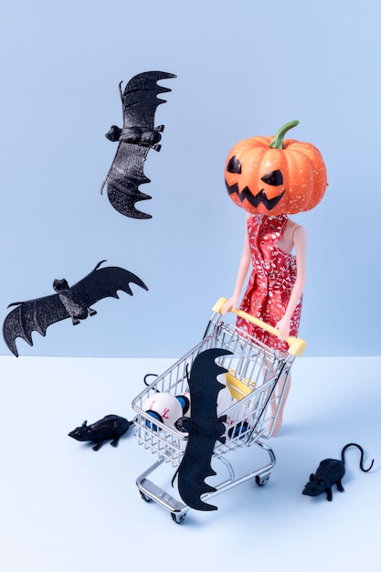 Free Photo spooky halloween toys and bats