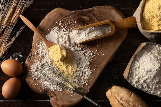 Spoon for ingredients full of flour