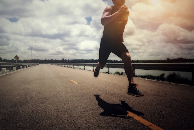 Sport man with runner on the street be running for exercise