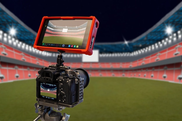 Free photo sport news with camera recording field