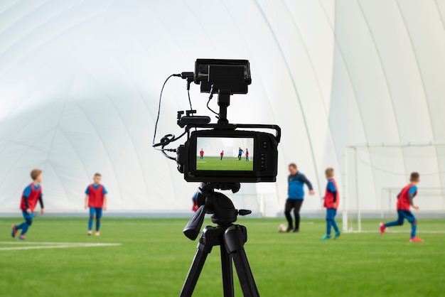 Free photo sport news with camera recording players