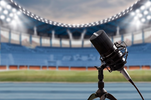 Free photo sport news with professional microphone