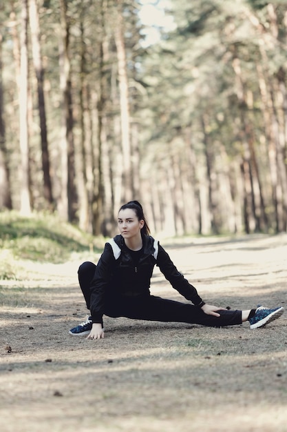 Sport outdoor, girl streching, girl streching