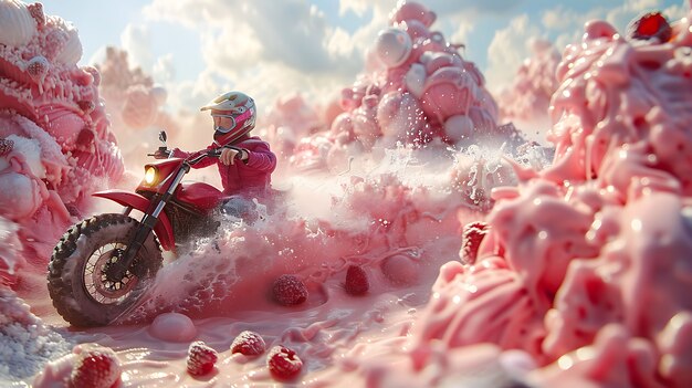 Sport practiced on surreal ice cream land