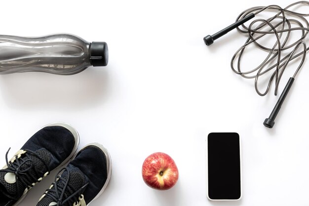 Sports equipment isolated on white flat lay