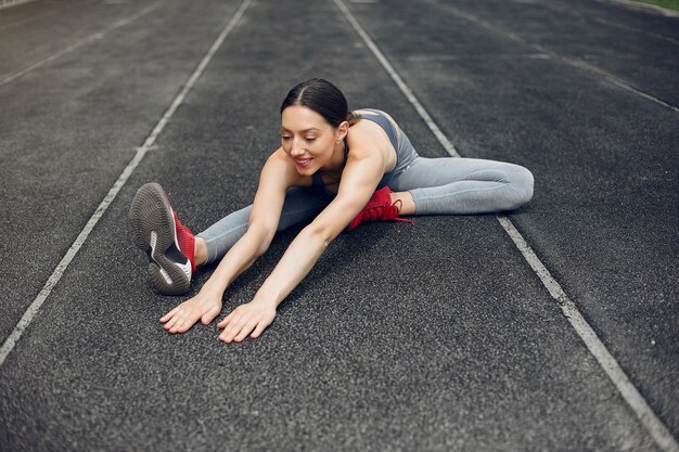 Free photo sports girl training at the stadium