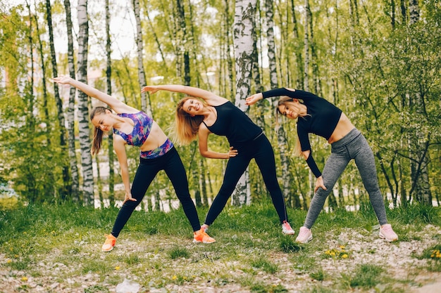 Sports girls in a park 