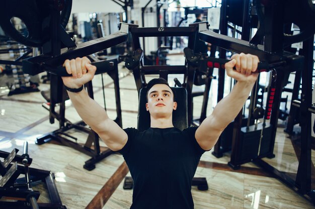 Sports man in a morning gym