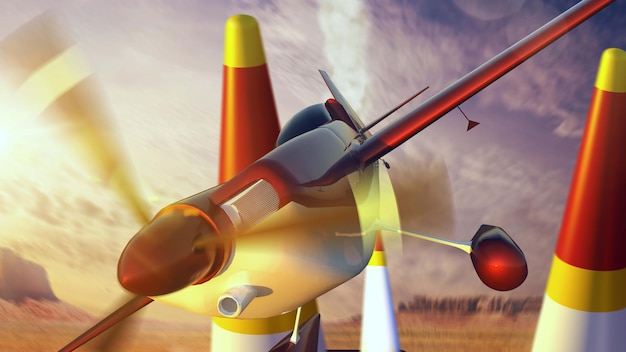 Free photo sports plane on air racing render 3d illustration